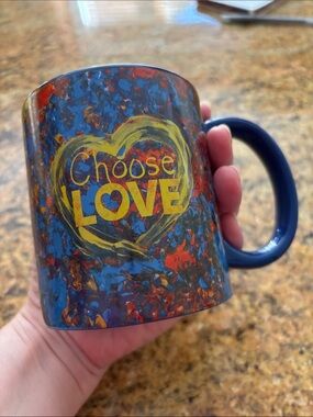 Blue 'Choose Love' Ceramic Mug with Yellow Heart Accent - Penzeys Spice